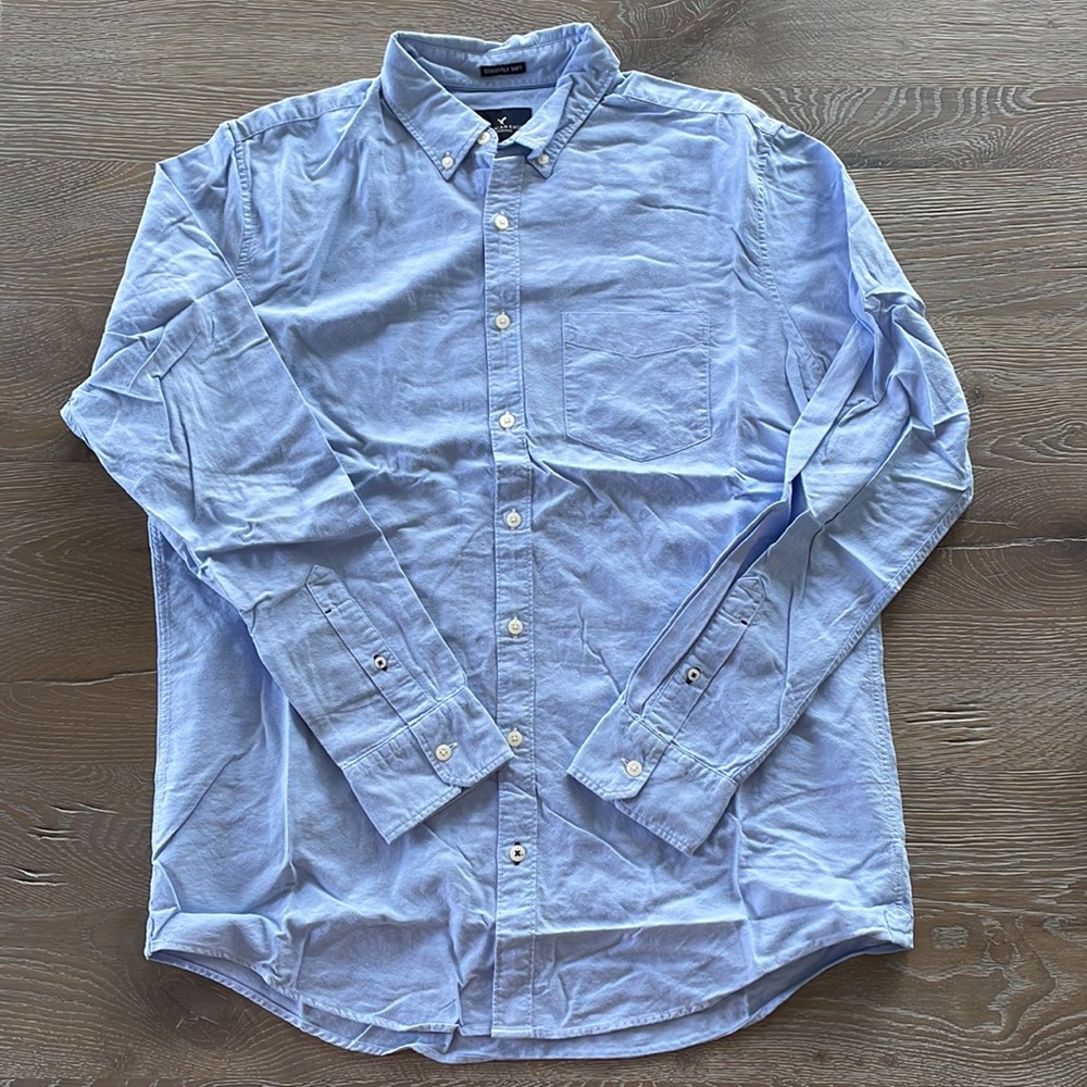 Men’s American Eagle Oxford Woven Button-Up | Large Tall | Classic Fit